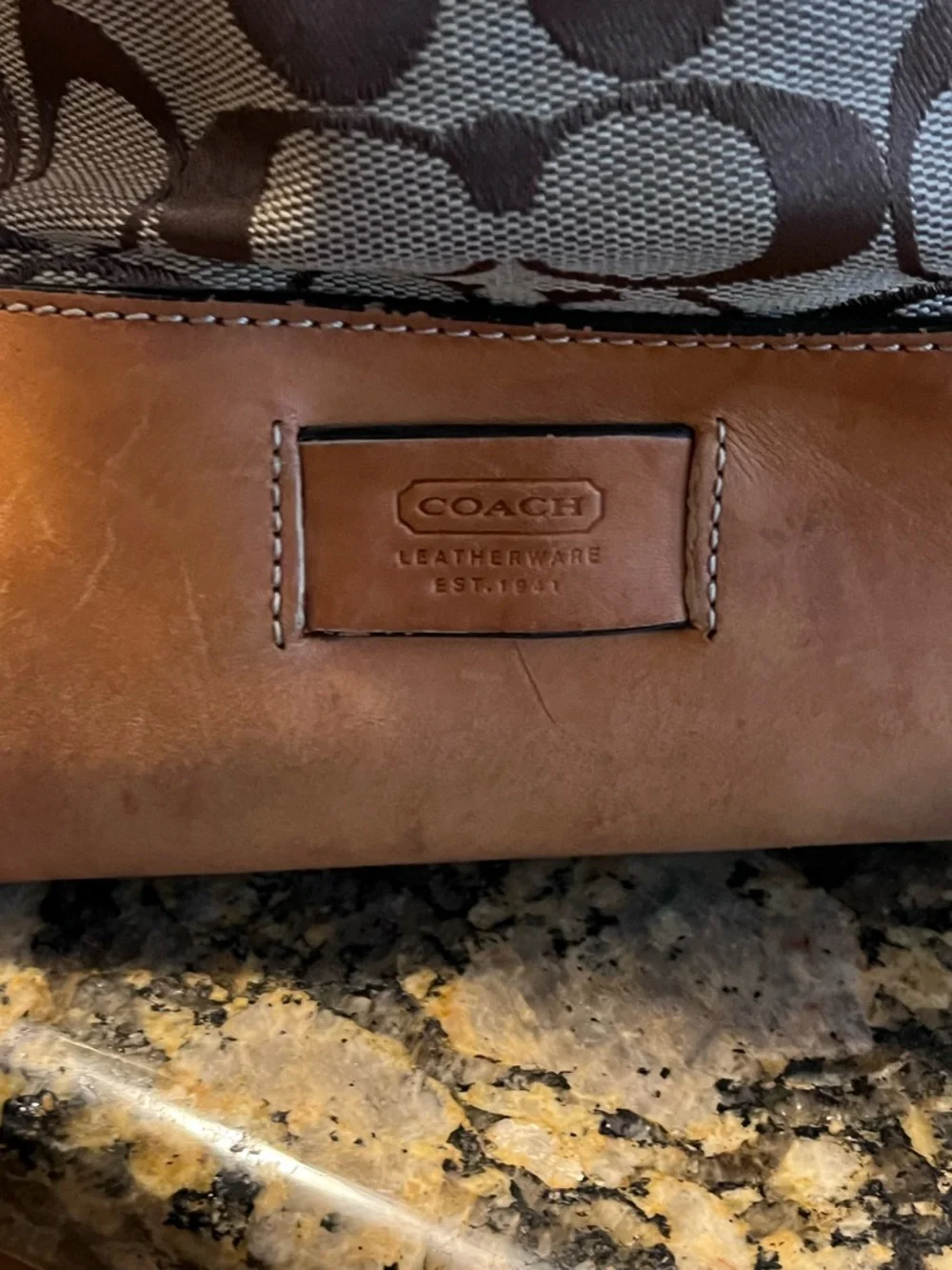 Coach Tan and Brown Signature Canvas Tote - Picture 5 of 7